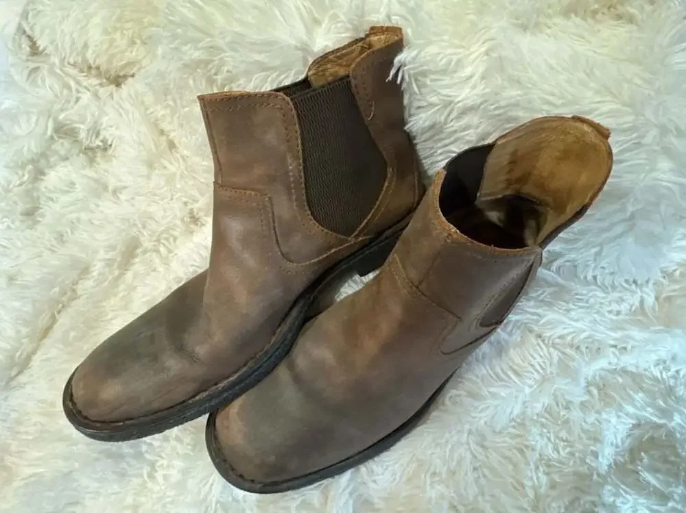 Born Men's Chelsea Boot, Size 10M, Brown Leather with Elastic Sides